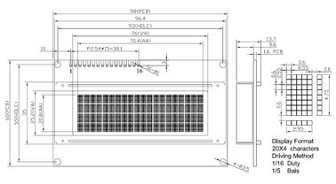 連続LCD表示モジュール、20x4特性Lcdは高い信頼性を表示する