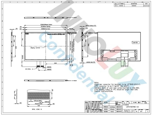 10.2インチ INNOLUX LCD モジュール AT102TN03 V.8 800*3RGB*480ディスプレイ