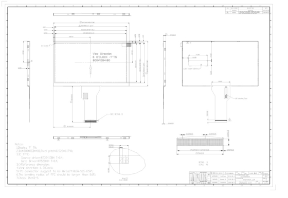 7インチ INNOLUX TFT LCD モジュール 800*RGB*480 ディスプレイ デジタル インターフェース