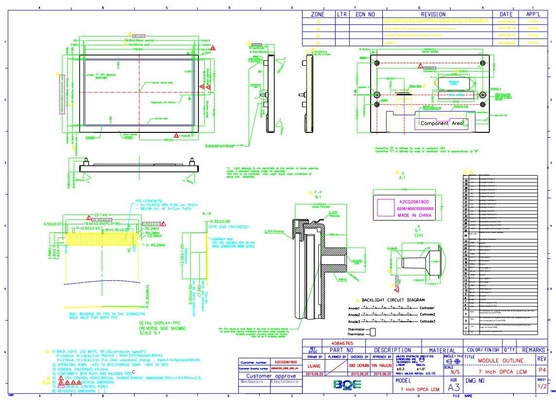 7インチ TFT LCD モジュール 800*480 RGB Boe AV070wvm-Nc1 LCD ディスプレイ パネル