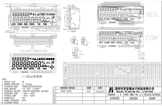 TN LCD モジュール エネルギーメーターの正 -40 度表示