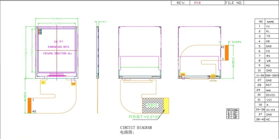 2.8'' IPS TFT LCD モジュール 240*320 RGB フリービュー ST7789Vディスプレイ