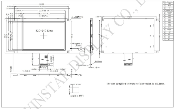 5.7' 320*240 TFT LCD モジュール 12h ポジティブトランスミッシブ ST7511U IC 3.3V