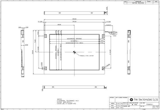 8インチ TFT LCD PD080SL1 PVI 800*600 RGB CCFLディスプレイ インダストリアルタッチ・ワイド温度