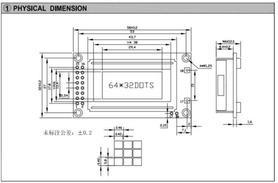 64*32 背景照明付きのグラフィックLCDモジュールST7920 調整可能な工業ディスプレイ 広温