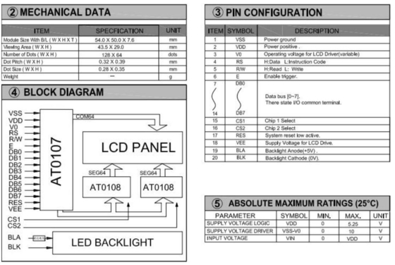 128*64 グラフィックLCDモジュール FSTN 6H AT0108 AT0107 PCB LEDバックライト産業ディスプレイ