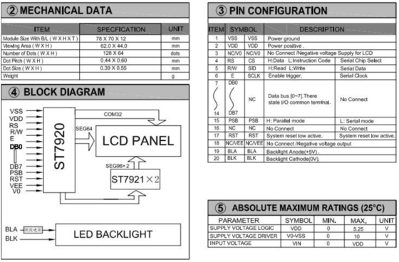 128*64 PCB St7920/St7921 FSTN モノクロム産業ディスプレイ付きグラフィックLCDモジュール
