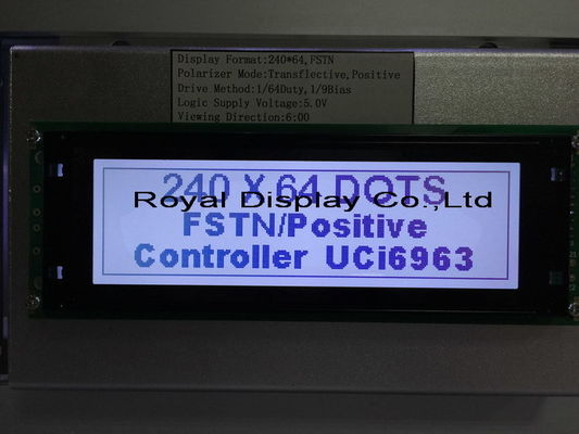 注文のサイズ240X64 STN平行FFC UC1611sのコントローラー写実的なLCDモジュールの連続コグの白黒