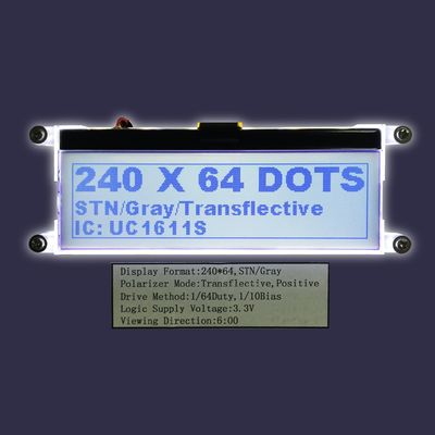 工場卸し売り240*64写実的なLCD ST7565R平行YG Stn灰色の陽性LCDは反射偏光子の穂軸FPCを表示する