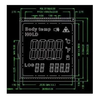 FPC FSTN TNの赤外線温度計のための肯定的なコグLCDモジュール3V RYD2119TM-01