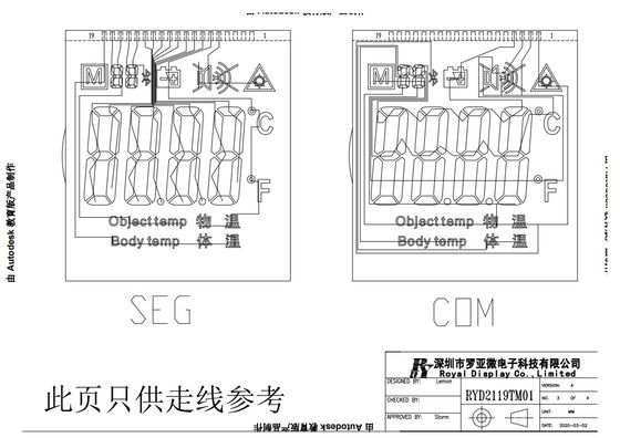 IRの温度計シマウマのコントローラーが付いている写実的なLCDの表示のコグFPC