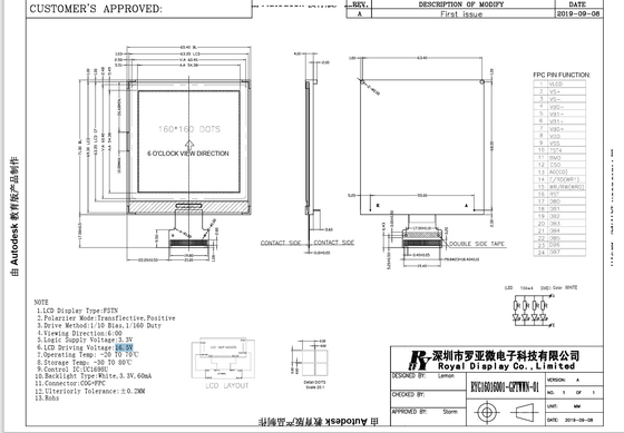 160*160 FSTN LCD モジュール UC1698U とのグラフィックカスタマイズされたディスプレイスクリーン
