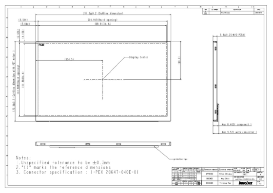 9' TFT LCD モジュール INNOLUX 1280*RGB*720 DJ090IA-01A オリジナル 自動車ディスプレイ 広温