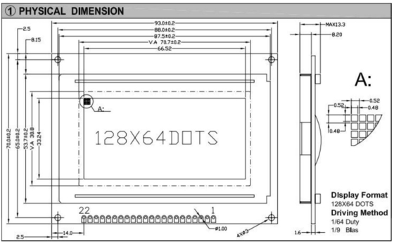 128*64 グラフィック STN LCD モジュール AT0107 LEDバックライト産業ディスプレイ付きモノクロ