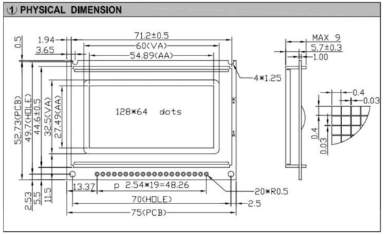 128*64 グラフィック LCD モジュール モノクロム STN カラー オプション ST7920/ST7921 バックライト産業ディスプレイ