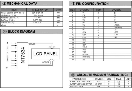 132*64 グラフィックLCDモジュール FSTN NT7534 FPCコネクタ 産業用ディスプレイ 3.5v