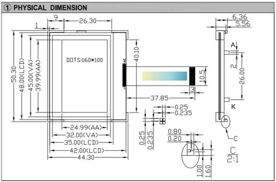 160×100 グラフィック LCD モジュール 産業制御システムのための完璧なディスプレイソリューション