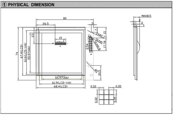 160*160 スクエアグラフィック FSTN LCD モジュール RA8822 バックライト 広温工業ディスプレイ