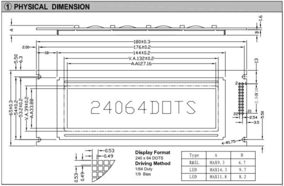 240*64 グラフィック STN LCD モジュール T6963C 20 PIN 広温工業ディスプレイ