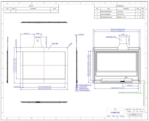 11.6' 16:9 TFT CTP 1920*1080 ノートPCおよび産業用機械のためのLCDモジュール